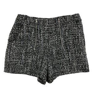 Express Shorts Metallic Tweed Silver Black Double Zippers Lined Holiday Party 10
